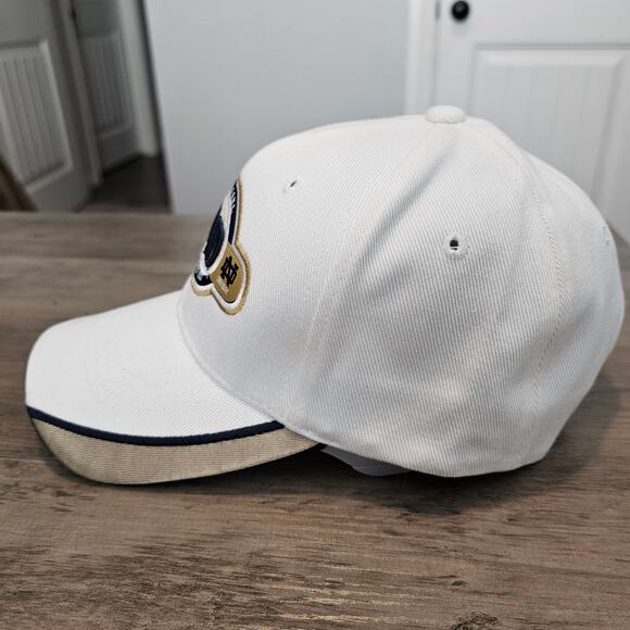 Vintage Notre Dame Strapback Hat Cap 90s White Gold Fighting Irish UND Est 1842 - Picture 5 of 10